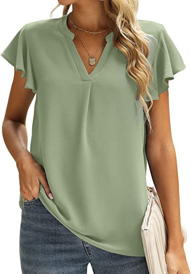 Ladies' blouse with gathered details and V-neck Chic und Stil