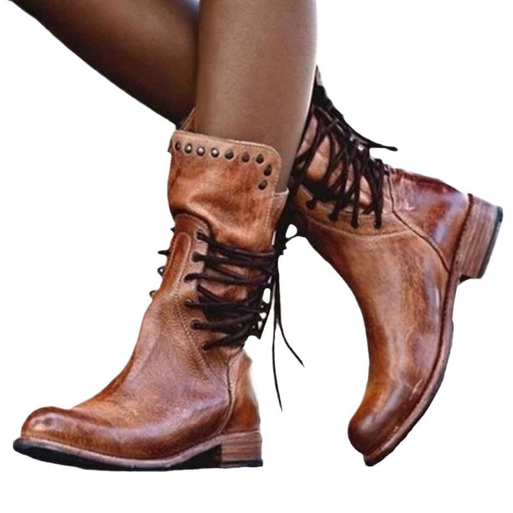 Women's Fashion Ankle Boots with Decorative Lacing and Stud Details Lune London