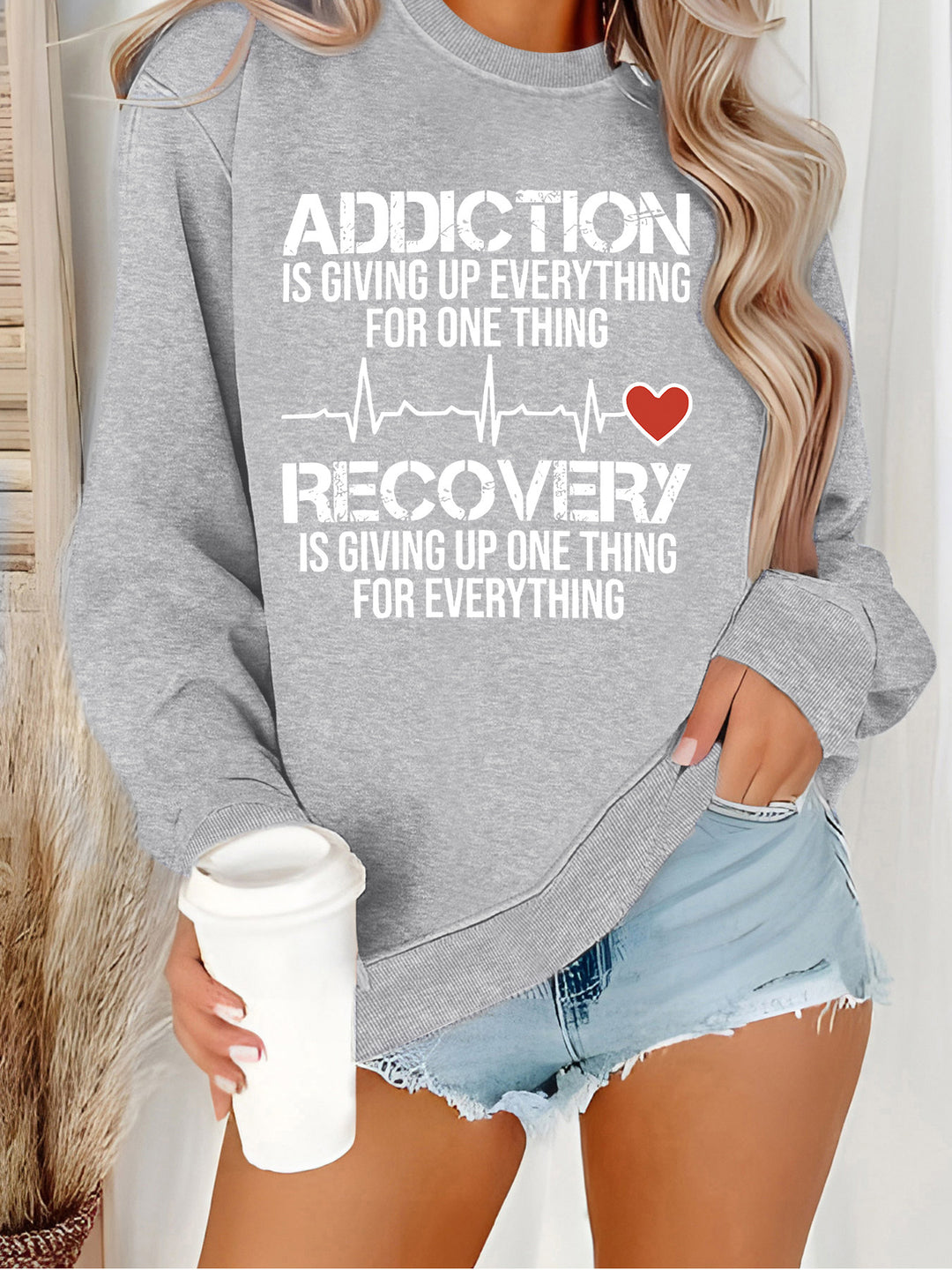Sweatshirt pour femmes avec impression inspirante et coupe décontractée Chic & Stil