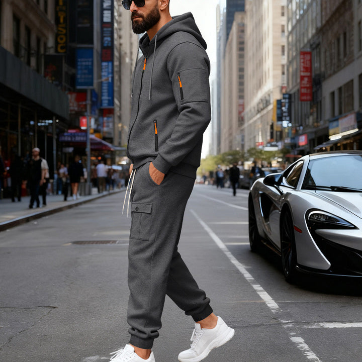 Men's stylish two-piece jogging set with hood and practical pockets Lune London