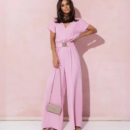 Ladies elegant jumpsuit with belt detail Lune London