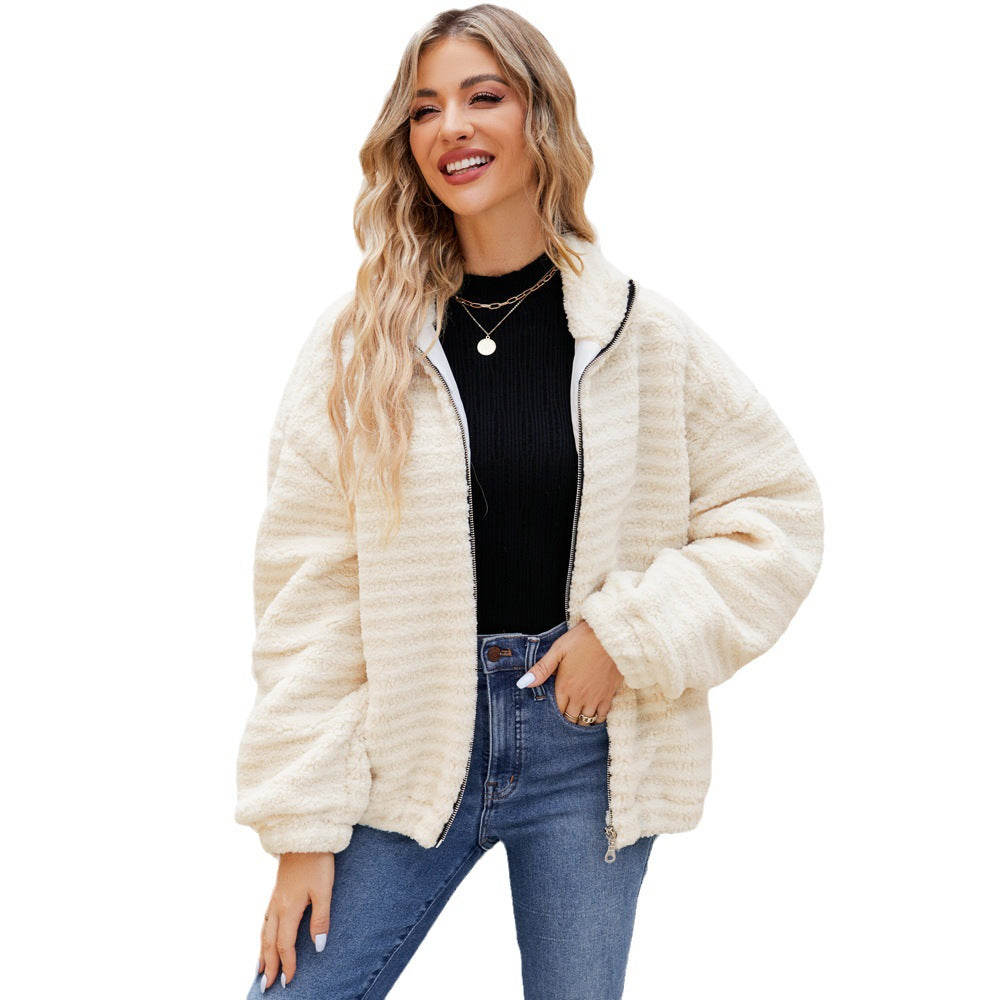 Women's fleece jacket in cotton with zipper Lune London