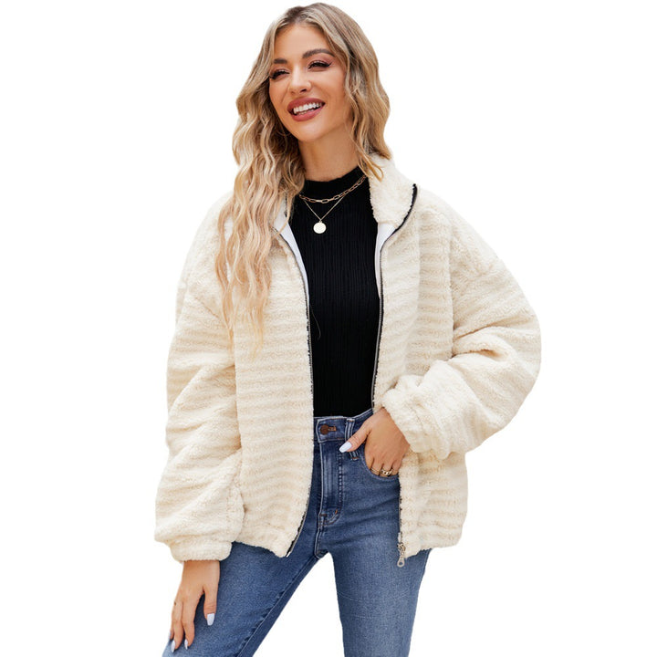 Women's fleece jacket in cotton with zipper Lune London