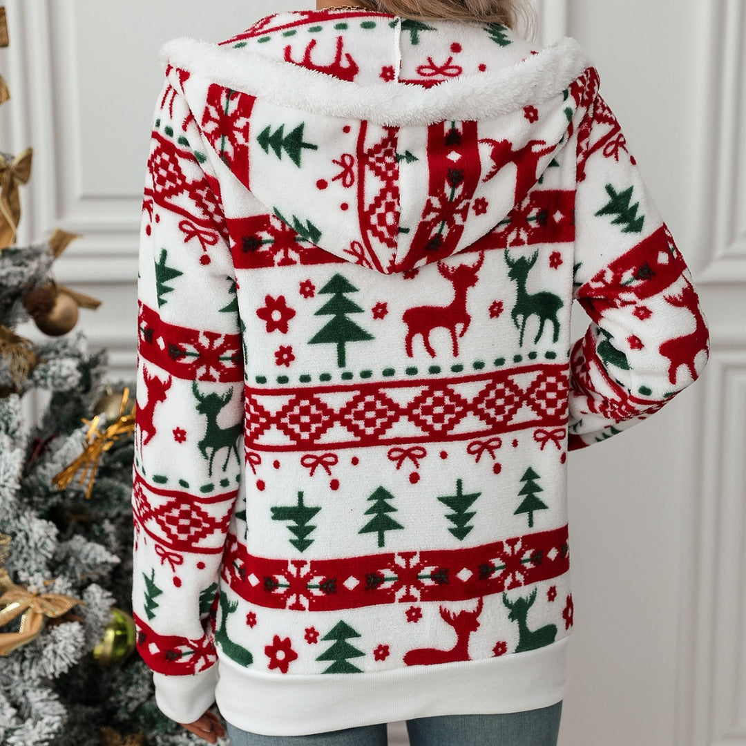 Ladies Cozy Hooded Sweater with Festive Pattern Lune London