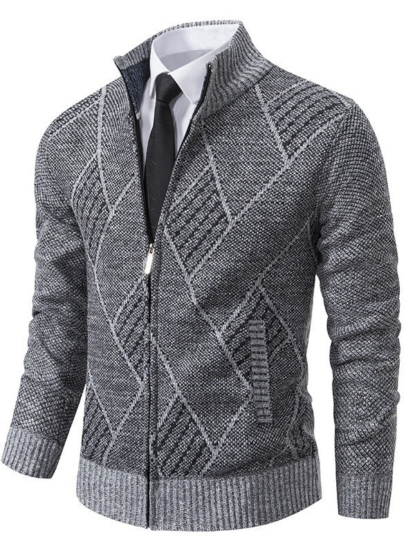 Men's knit jacket with a modern braid design and practical zipper Lune London