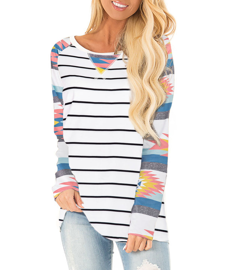 Women’s top with colorful striped and graphic design Lune London