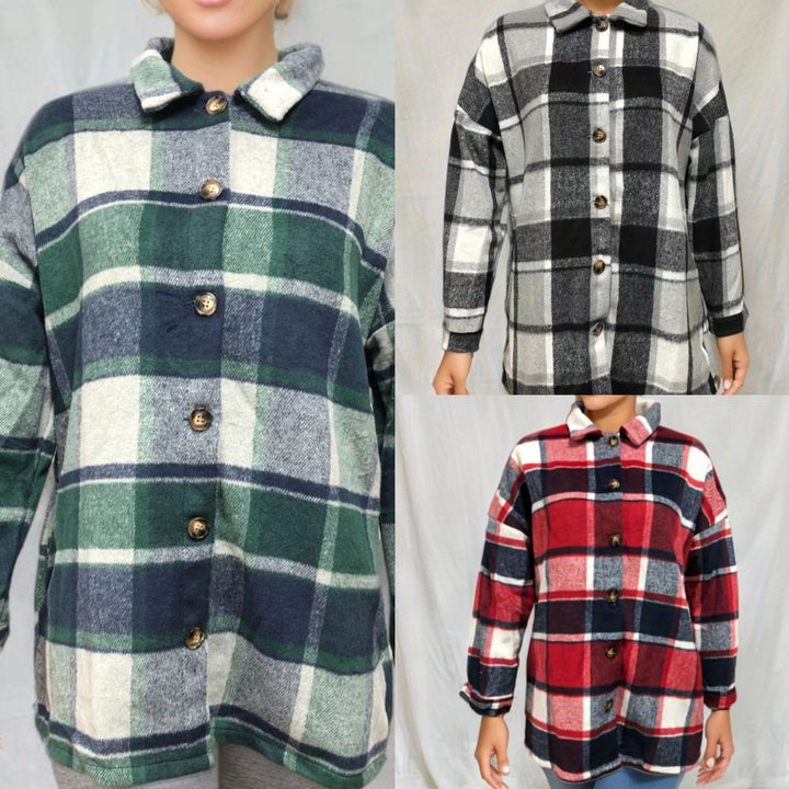 Ladies Karojacket in soft flannel with decorative buttons Lune London