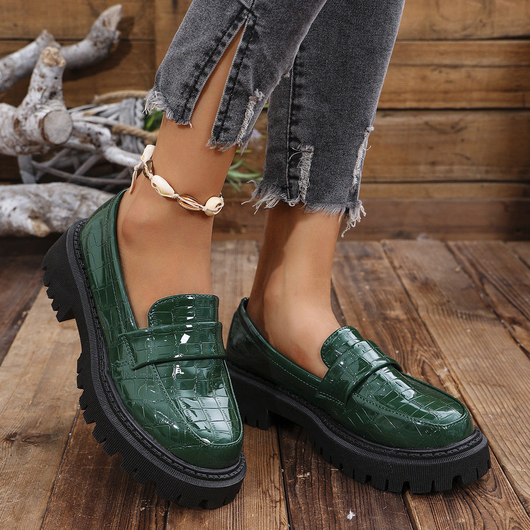 Women's Loafers with Modern Croco Design and Robust Profile Lune London