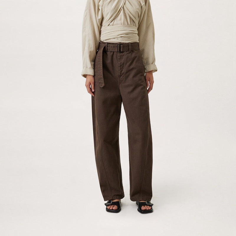 Pantalon taille haute élégant et confortable pour femme avec ceinture Chic & Stil