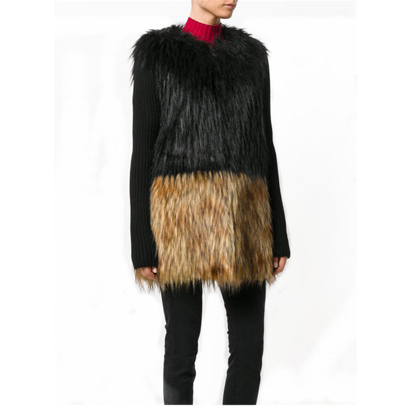 Ladies Luxurious Faux Fur Jacket with Natural Color Gradient Lune London
