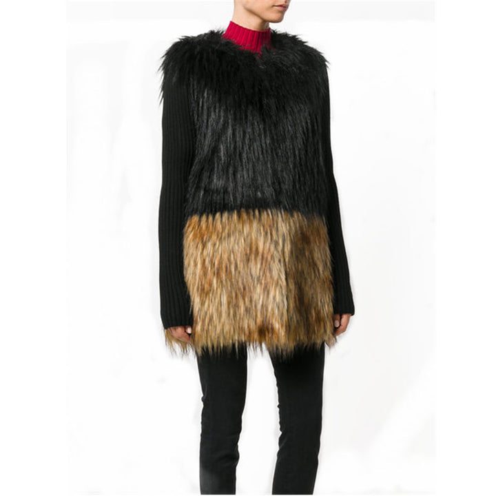 Ladies Luxurious Faux Fur Jacket with Natural Color Gradient Lune London