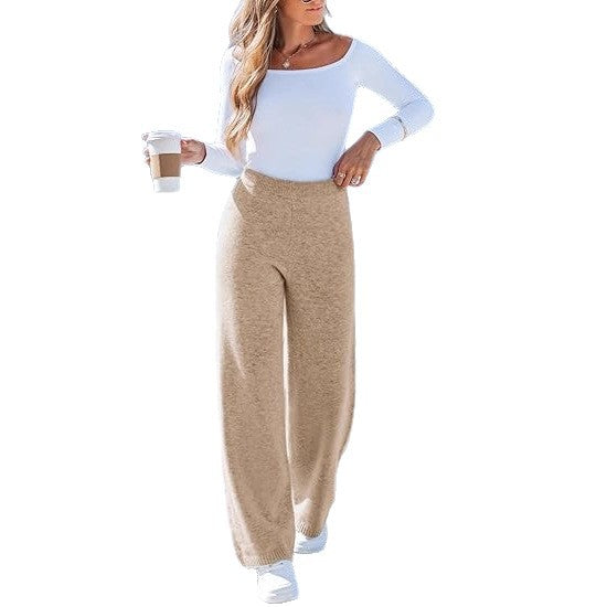 Pantalon large en tricot pour femmes avec taille élastique Chic & Stil
