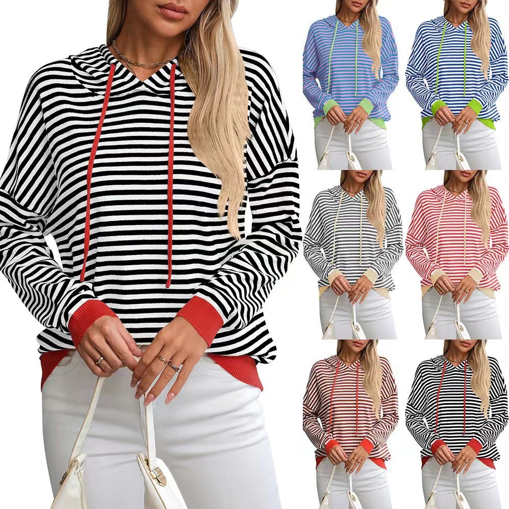 Casual hoodie for ladies with colorful striped pattern Lune London