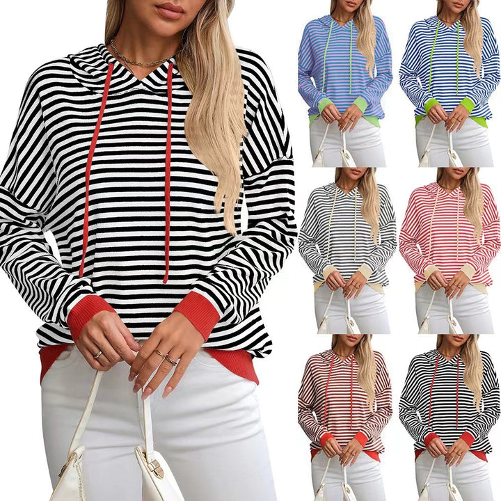 Casual hoodie for ladies with colorful striped pattern Lune London