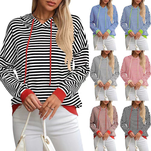 Casual hoodie for ladies with colorful striped pattern Lune London