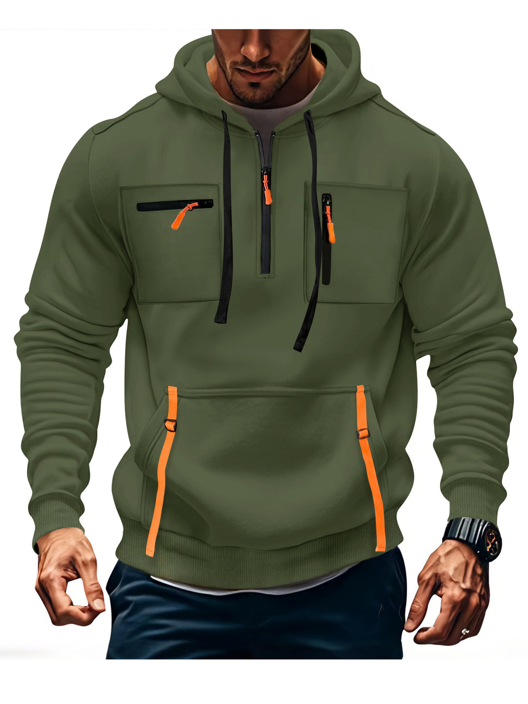 Men's stylish hooded sweatshirt with functional zip pockets Lune London