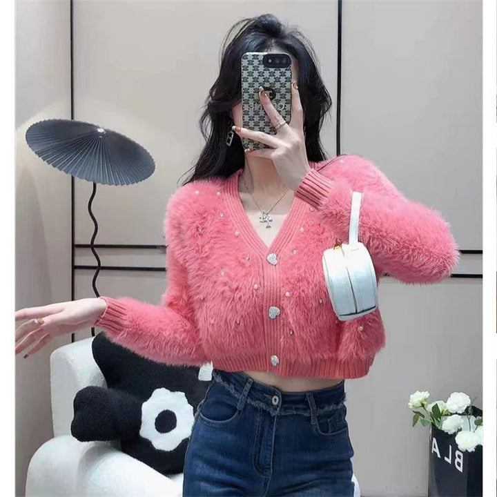 Cardigan Fluffy Femme avec Détails Étincelants et Coupe Moderne Chic & Stil