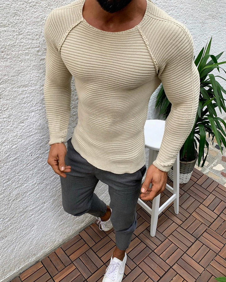 Men's long sleeve knitted shirt with an elegant Lune London structure