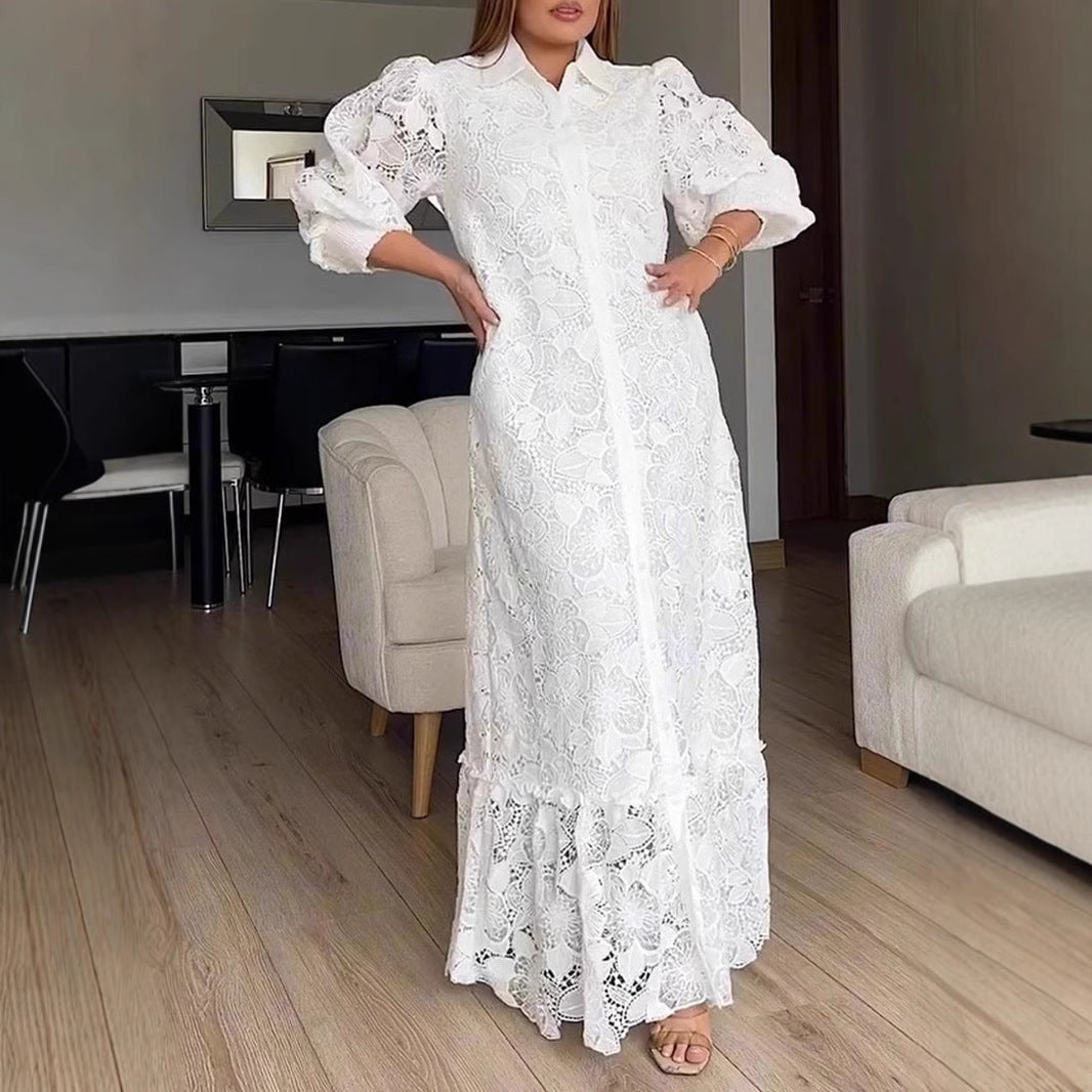 Robe maxi en dentelle élégante pour femmes avec des manches volumineuses Chic & Stil