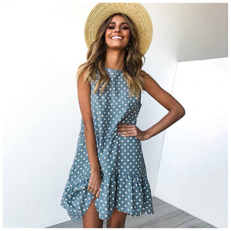 Robe d'été A-line pour femme avec ourlet volanté et pois Chic & Stil