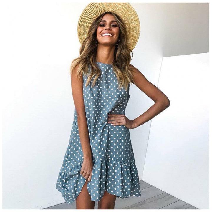 Robe d'été A-line pour femme avec ourlet volanté et pois Chic & Stil