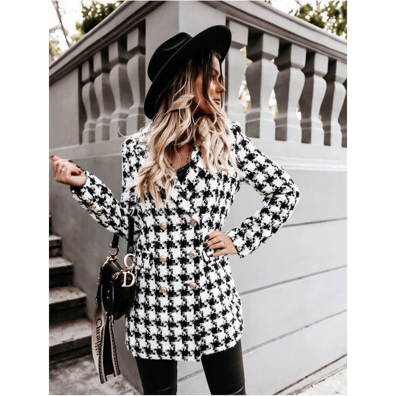 Double-breasted checked jacket for women Lune London