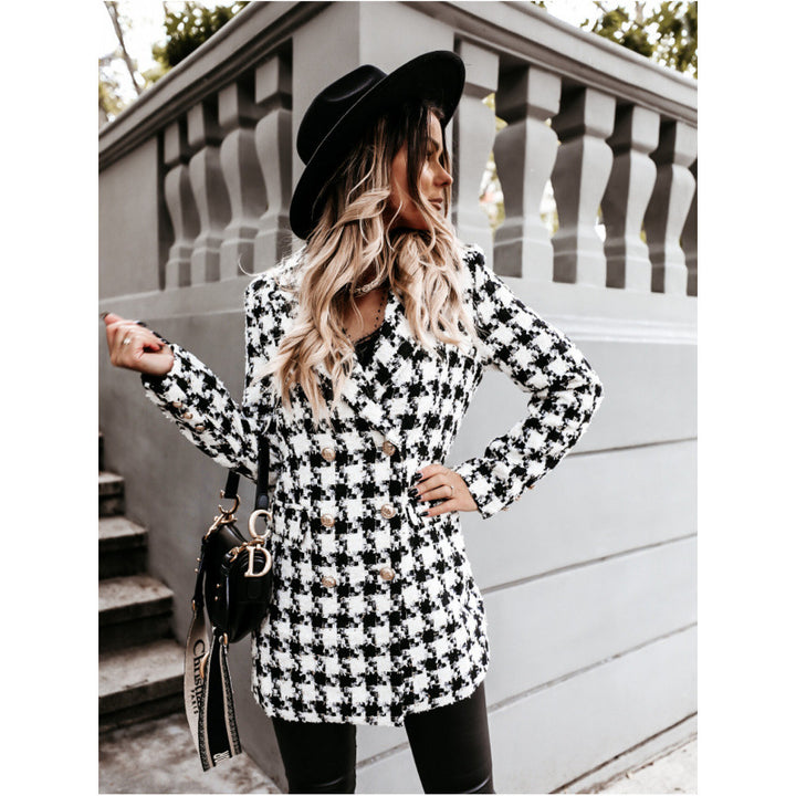 Double-breasted checked jacket for women Lune London