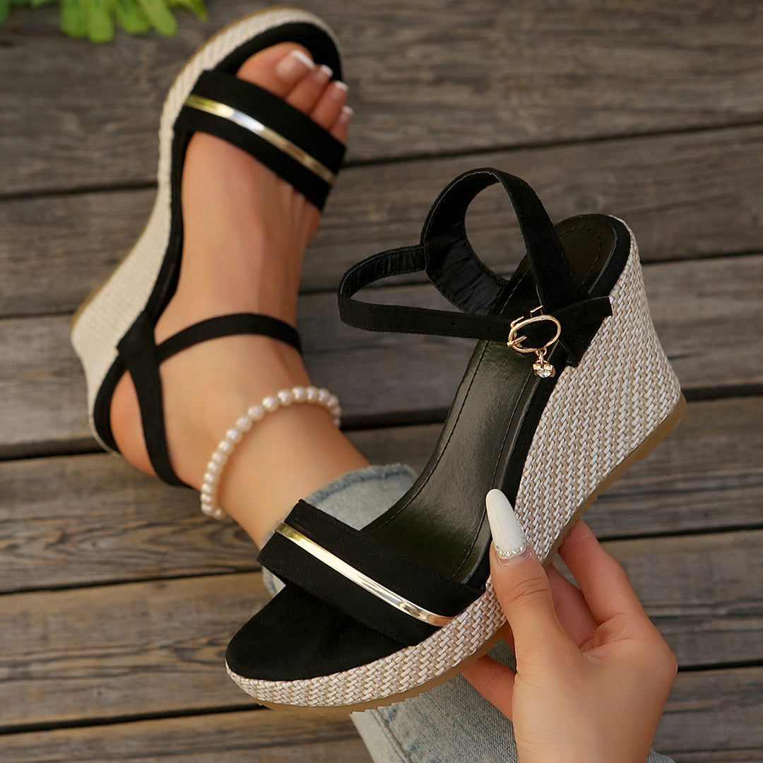 Wedge sandals for women with refined straps and a chic espadrille design Lune London