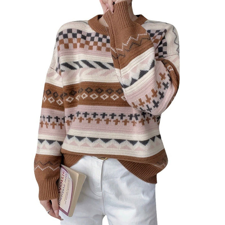 Pull en tricot épais pour femmes avec motif géométrique et coupe ample Chic & Stil