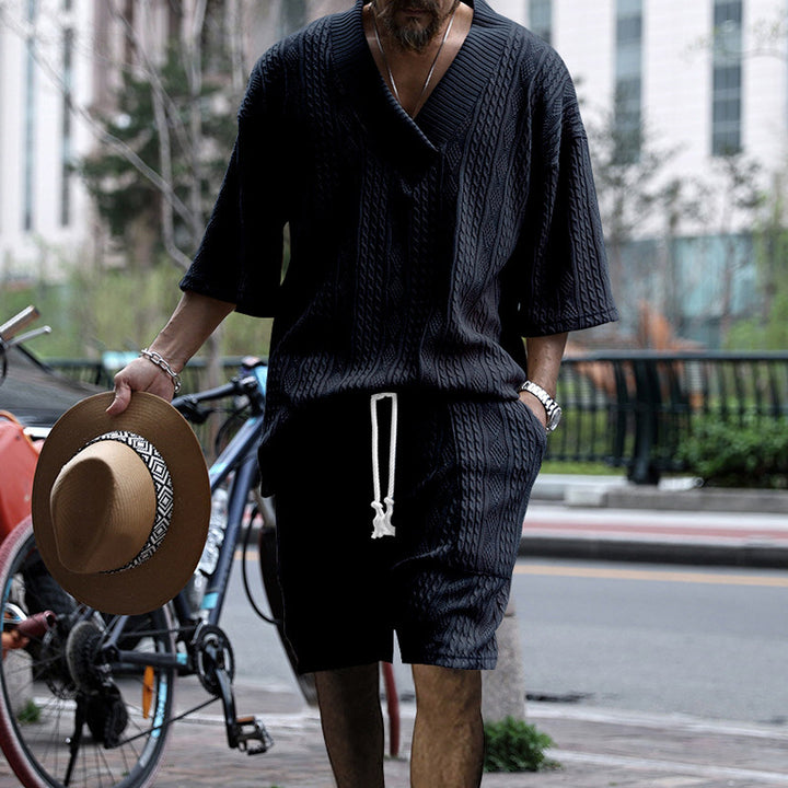Men's casual knit set with V-neck and loose fit Lune London