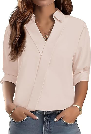 Femmes élégante blouse à col en V avec design texturé Chic & Stil