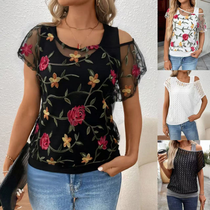Women's blouse with floral appliqués Lune London