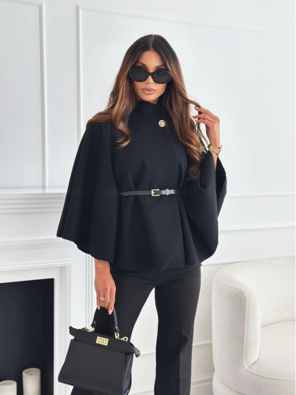 Ladies Elegant Knit Capes with Chic Belt and Style