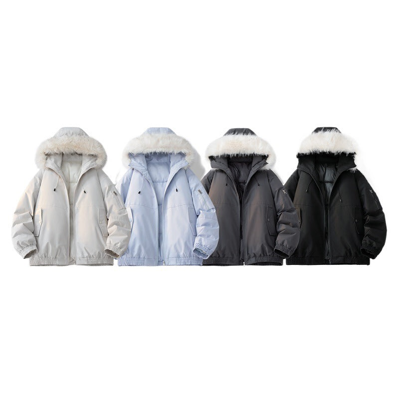 Ladies warm winter jacket with removable hood and luxurious synthetic fur Lune London