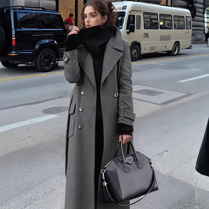 Ladies Classic Double-Breasted Wool Coat Lune London