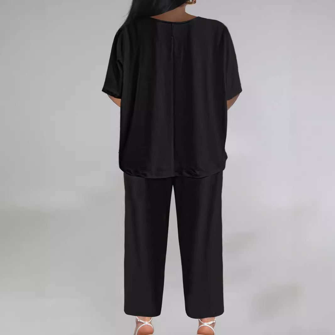 Ladies Casual Set with Flowing Cut and Rolled Top Lune London