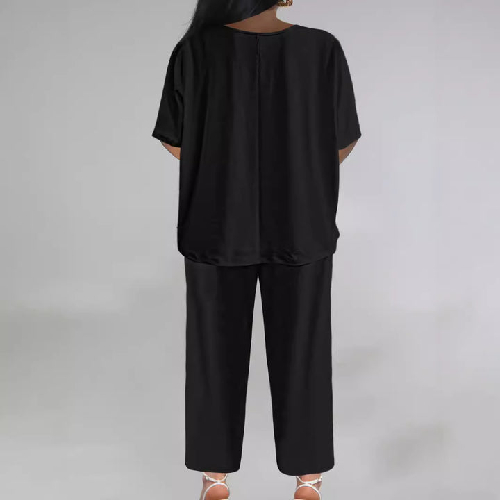 Ladies Casual Set with Flowing Cut and Rolled Top Lune London