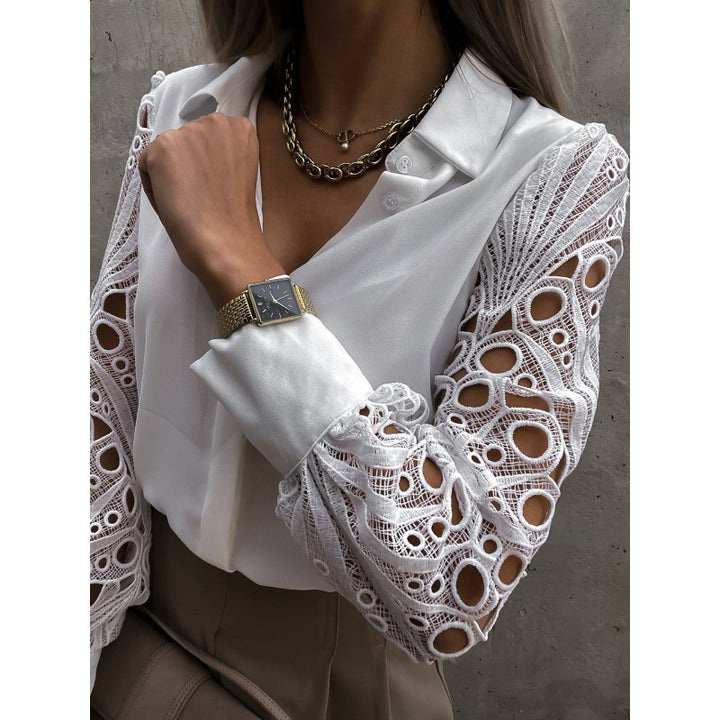 Ladies Elegant blouse with romantic lace sleeves Lune London