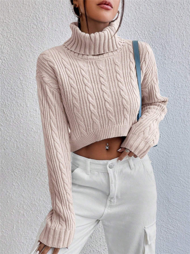 Chunky knit sweater for women with high collar Lune London