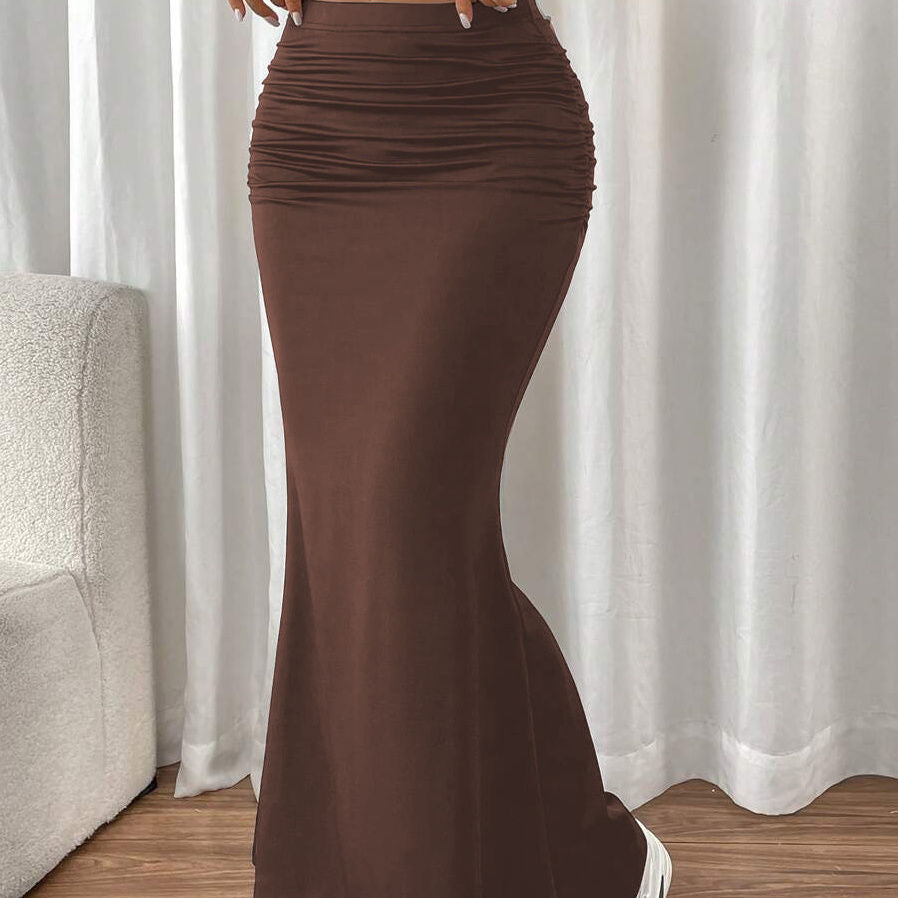 Ladies Elegant Maxi Skirt in Fluid Fabric and Trendy Pattern Lune London