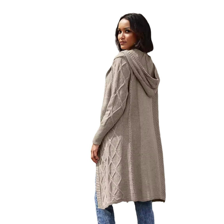 Cardigan pour femmes avec capuche et motif en câble Chic & Stil