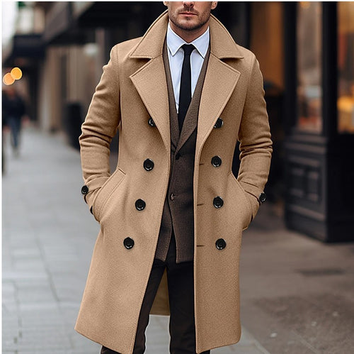 Elegant wool coat for men with double-breasted buttons and large lapels Lune London