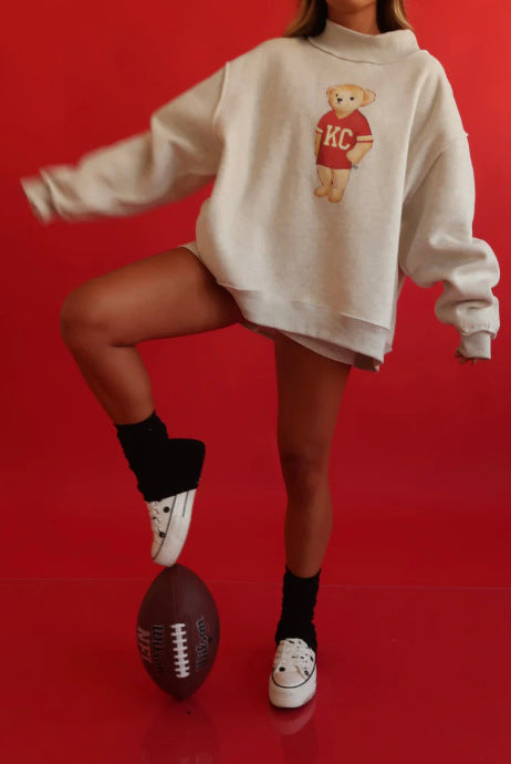 Sweatshirt surdimensionné pour femmes avec un motif ours mignon Chic & Stil