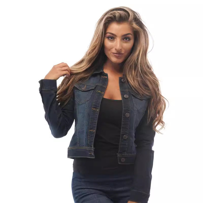 Women's classic denim jacket in a fashionable cut with button details Lune London