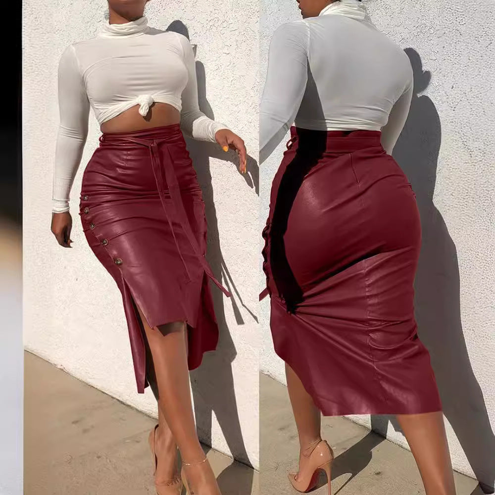 Ladies Chic Split High Pencil Skirt Lune London