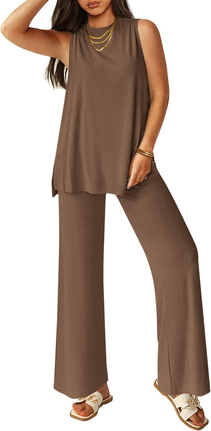 Ladies Casual Top and Wide Leg Pants Set Lune London