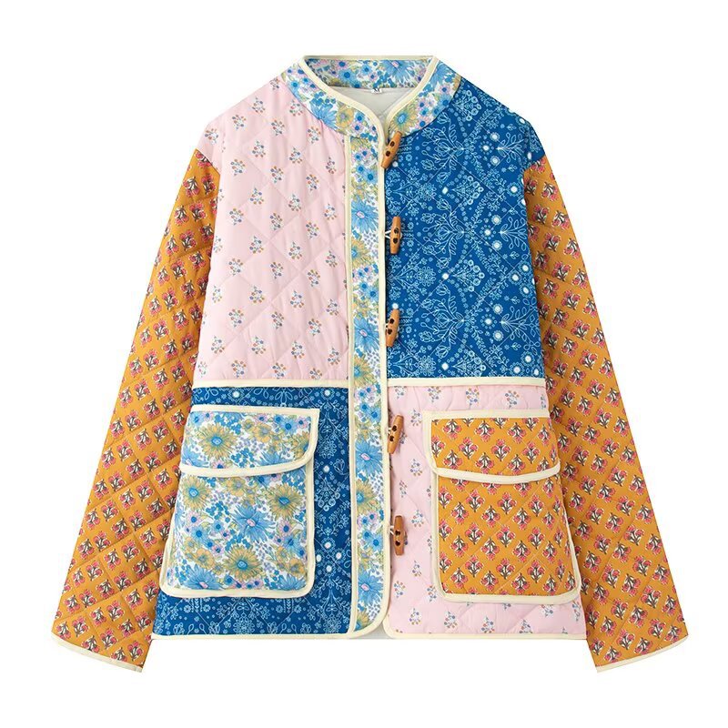 Veste matelassée en patchwork pour femmes avec poches pratiques Chic & Stil