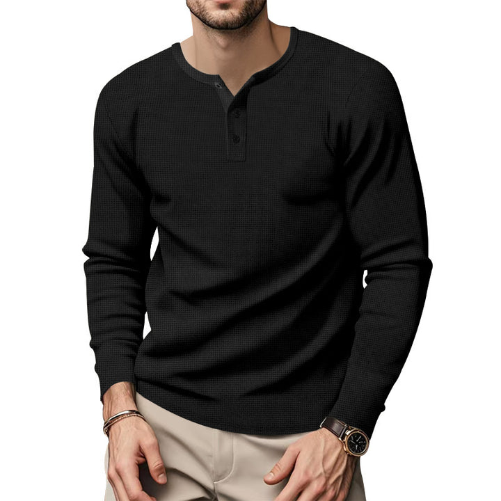Long sleeve shirt for men with Henley neckline and textured surface Lune London