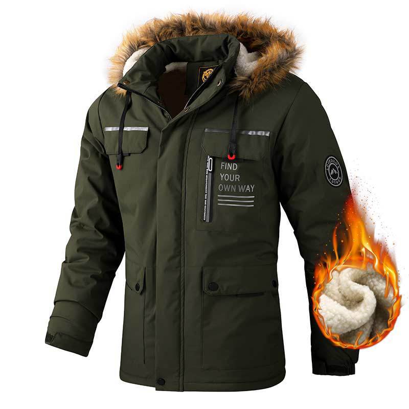 Insulated winter jacket for men with removable faux fur collar Lune London