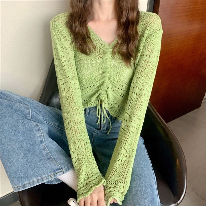Aired crochet sweater for women with drawstring and loose fit Lune London